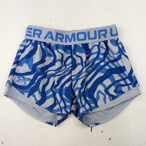 Under Armour Girls Blue Wavy Lines Athletic Shorts